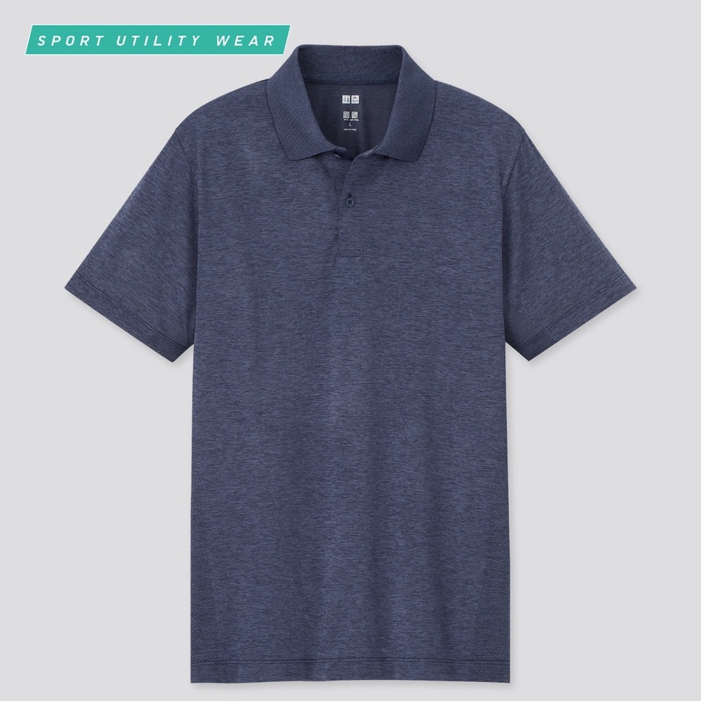 Uniqlo Men's DRY-EX Short Sleeve Polo Shirt in Navy Size Medium